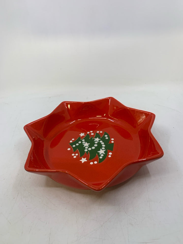 WAECHETERSBACH CHRISTMAS TREE RED STAR SHAPED BOWL.