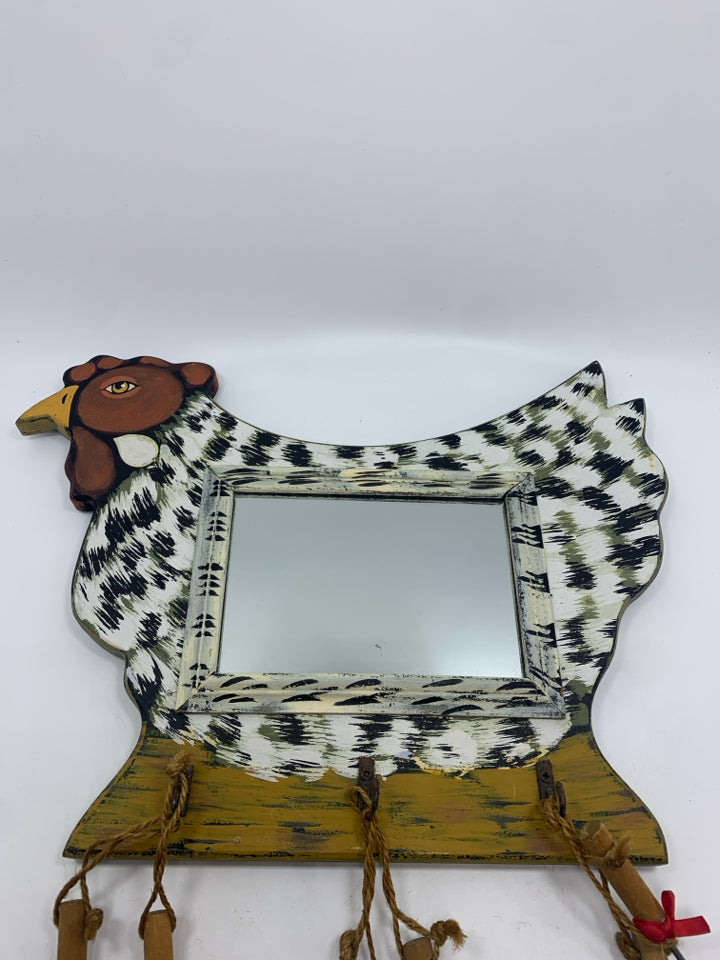 ROOSTER MIRROR W/ UTENSIL WALL DECOR.