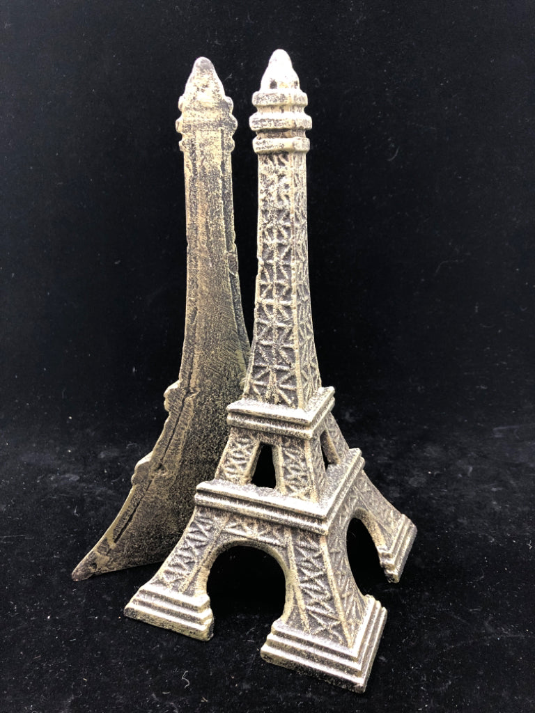 2 HEAVY DISTRESSED PARIS EIFFEL TOWER BOOK ENDS.