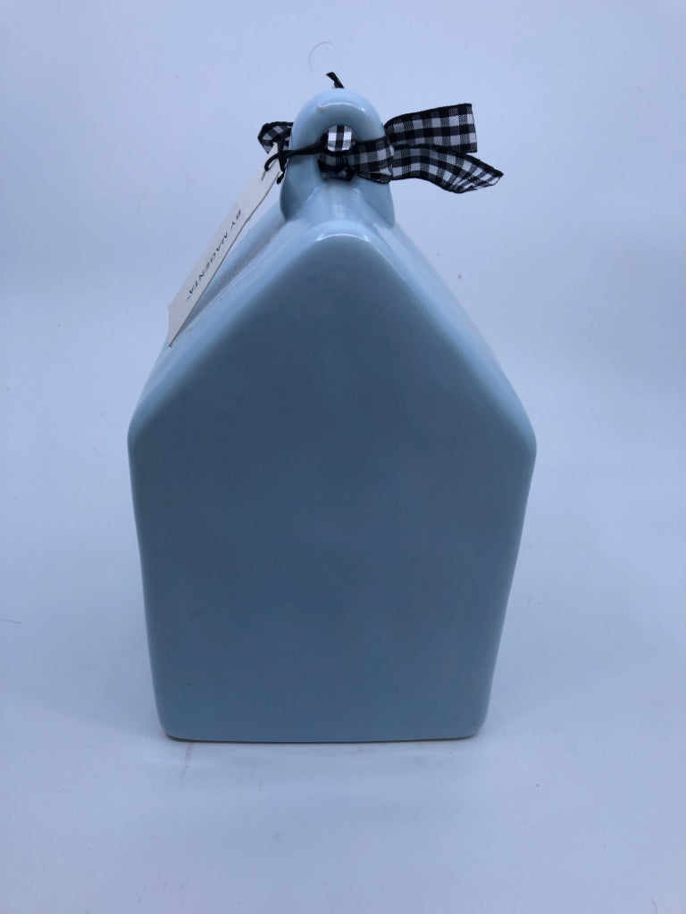 PALE BLUE WELCOME RAE DUNN BIRD HOUSE.