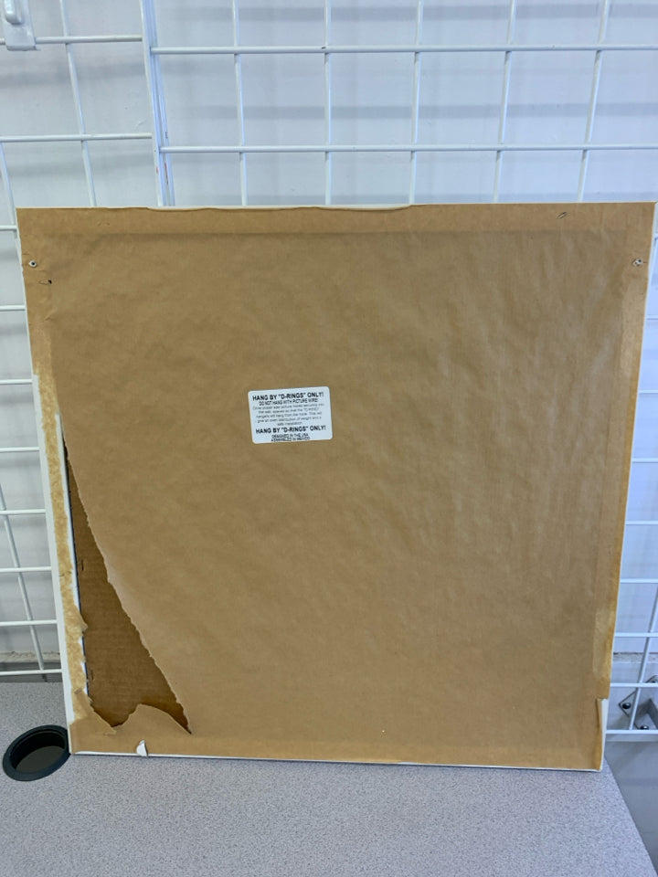 PURPLE ABSTRACT PAINTING IN WHITE FRAME.