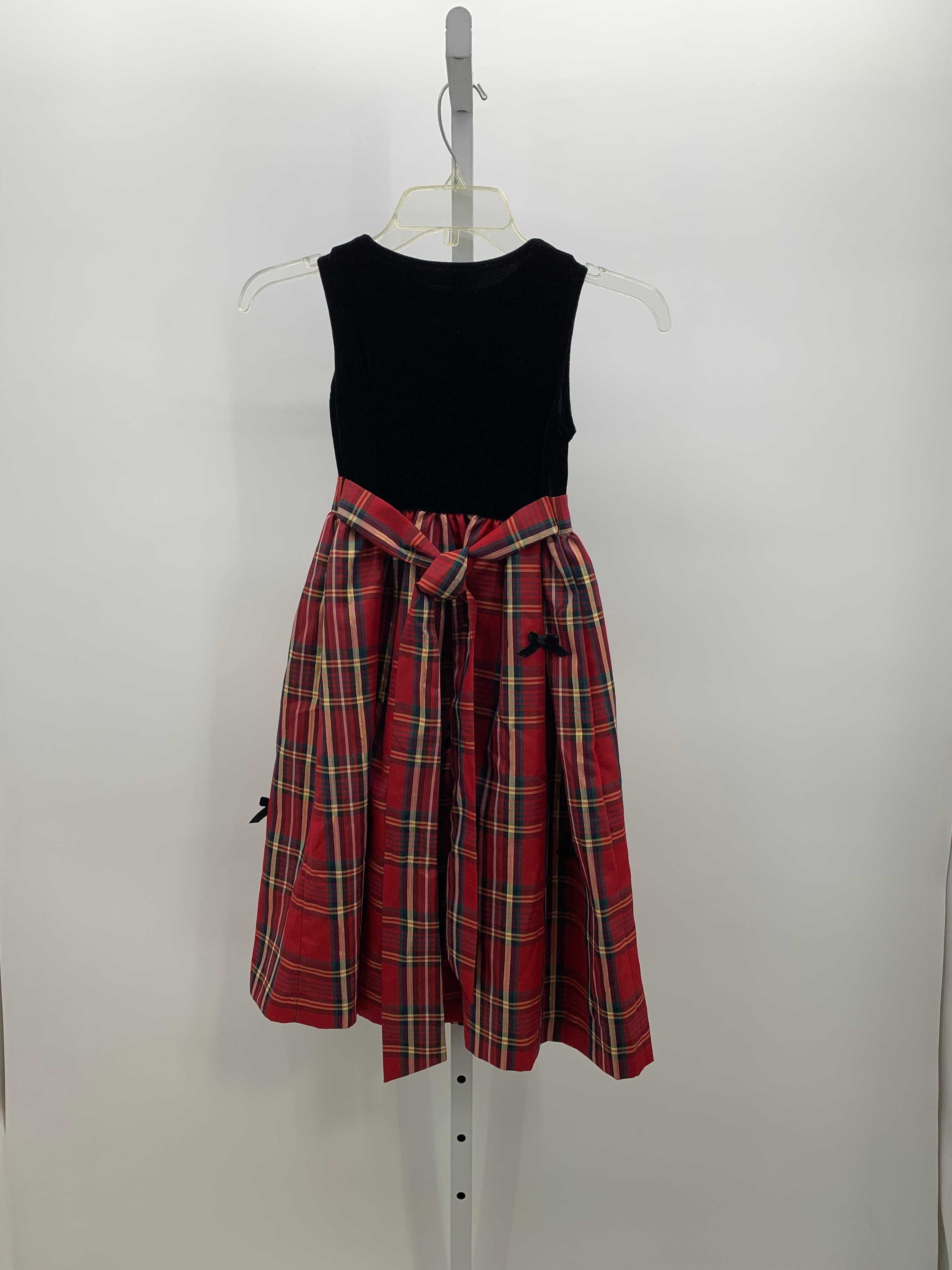 SLEEVELESS DRESS RED GOLD PLAID