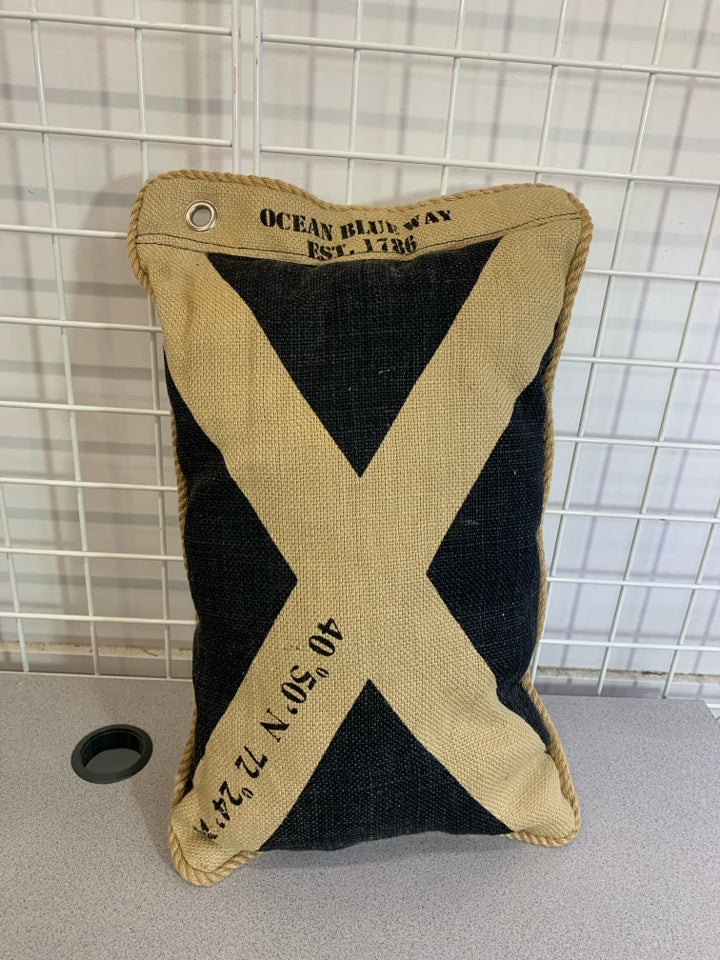BURLAP NAUTICAL ACCENT PILLOW.