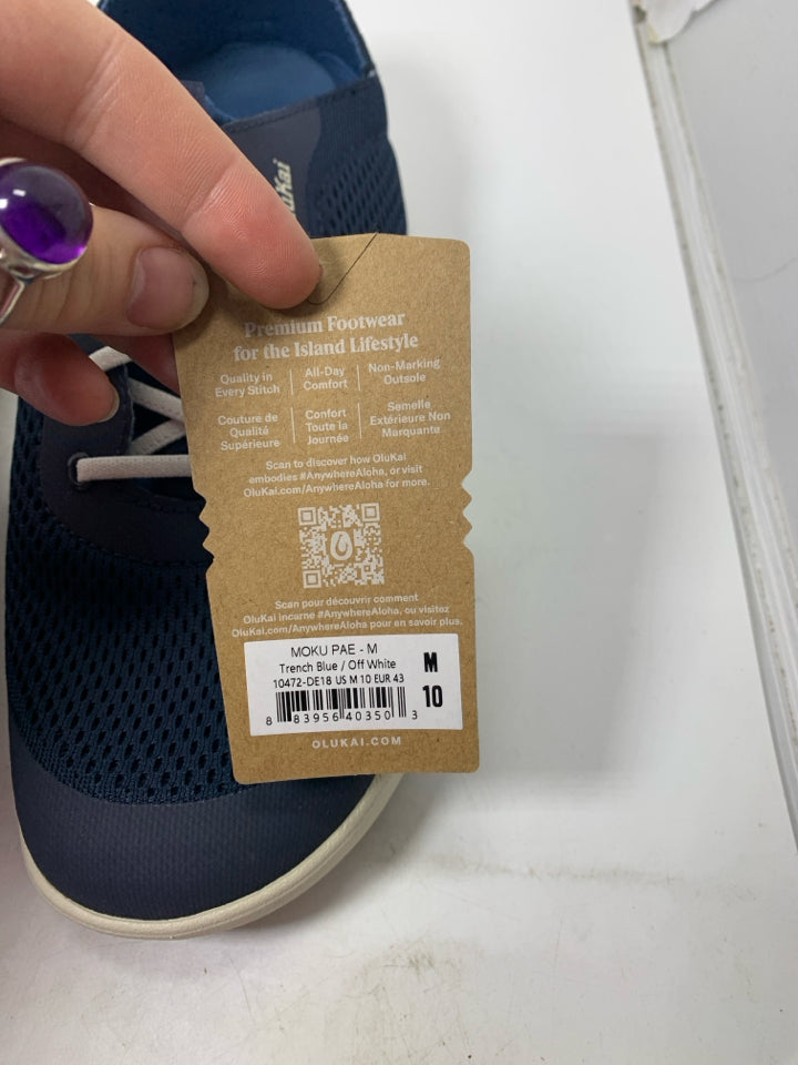 Olukai Moku Pae Trench Blue/Off White Mesh Boat Casual Sneakers- New With Tags