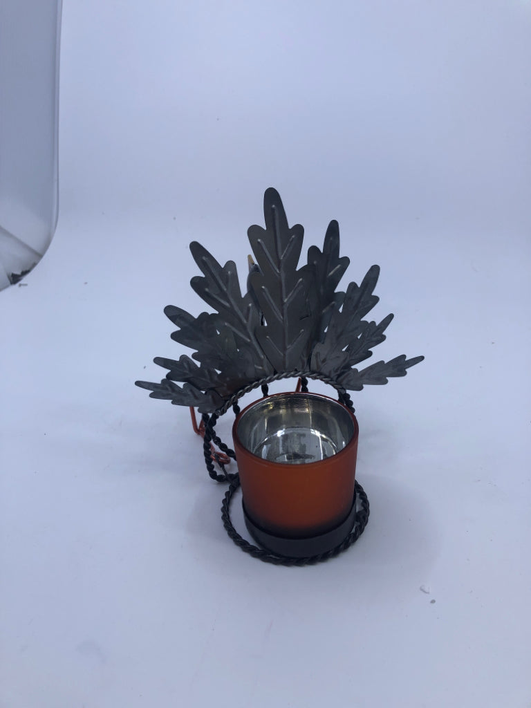 METAL TURKEY CANDLE HOLDER.
