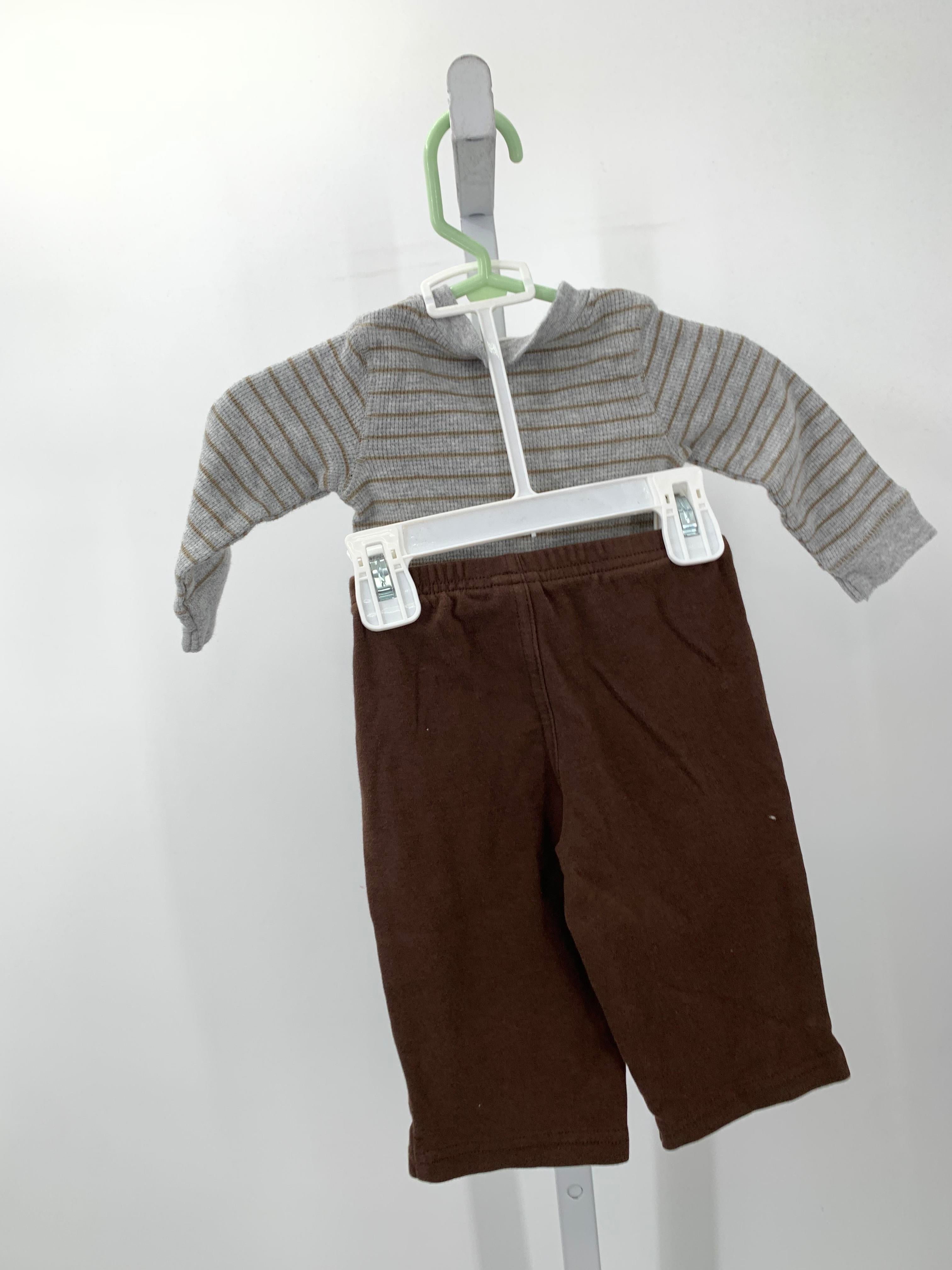 STRIPES WAFFLE KNIT TEE AND BROWN PANTS