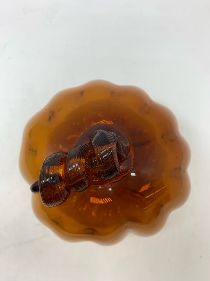 ORANGE BLOWN GLASS PUMPKIN.