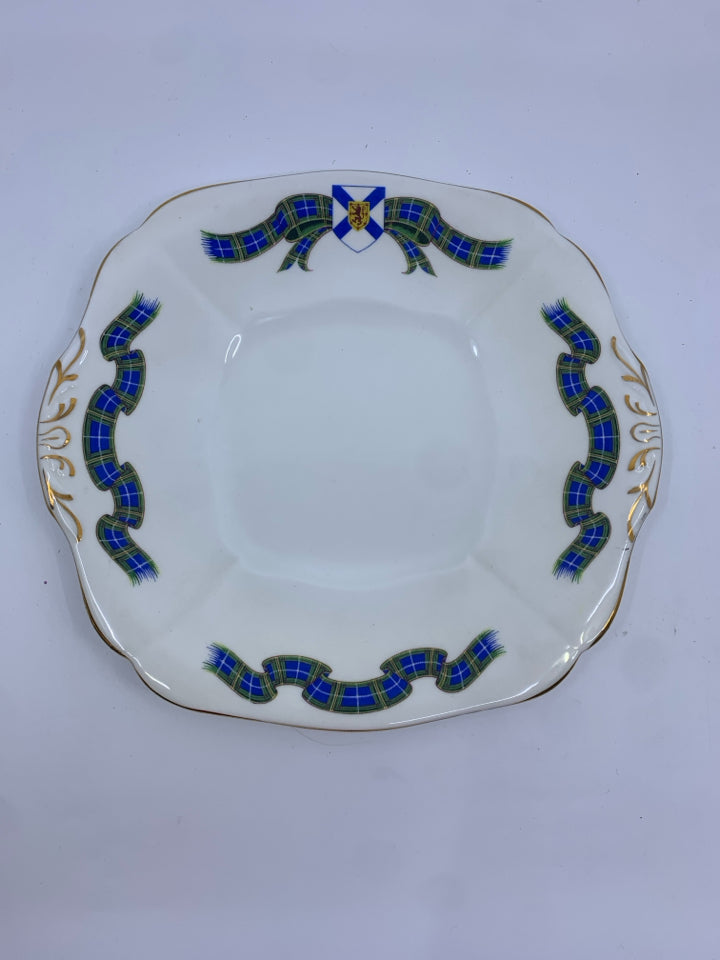 ADDERLEY PLATTER GREEN/BLUE PLAID BOW.