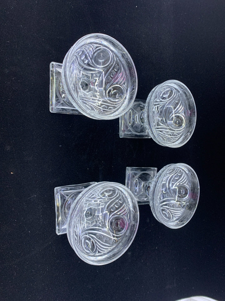 4 VTG SWIRL PATTERN FOOTED DESSERT BOWLS.