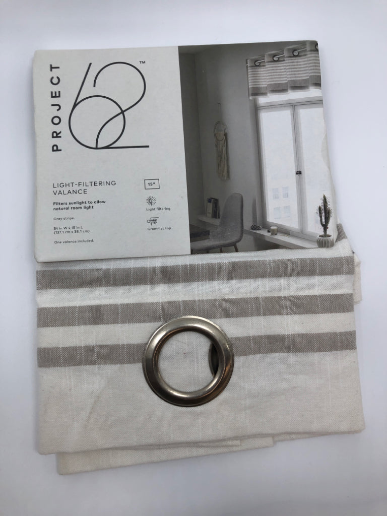 NIP GRAY STRIPE VALANCE.