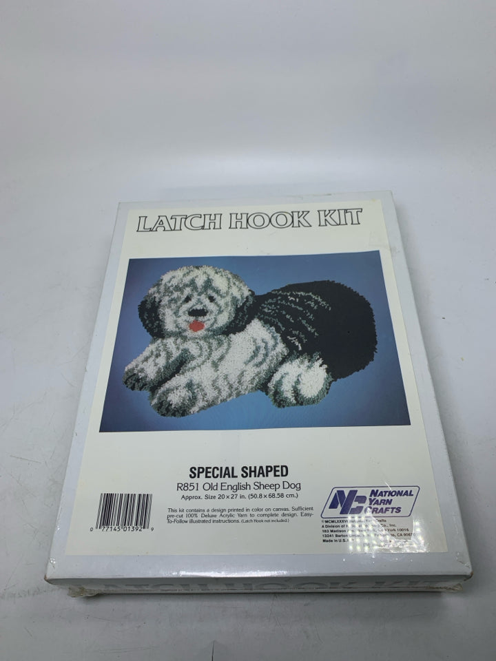 NIB LATCH HOOK KIT OLD ENGLISH SHEEP DOG.