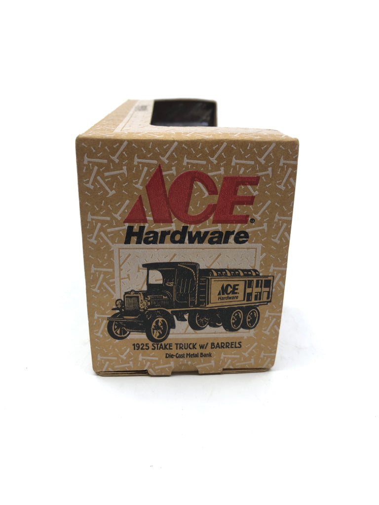 NIB ACE HARDWARE 1925 STAKE TRUCK WITH BARRELS.