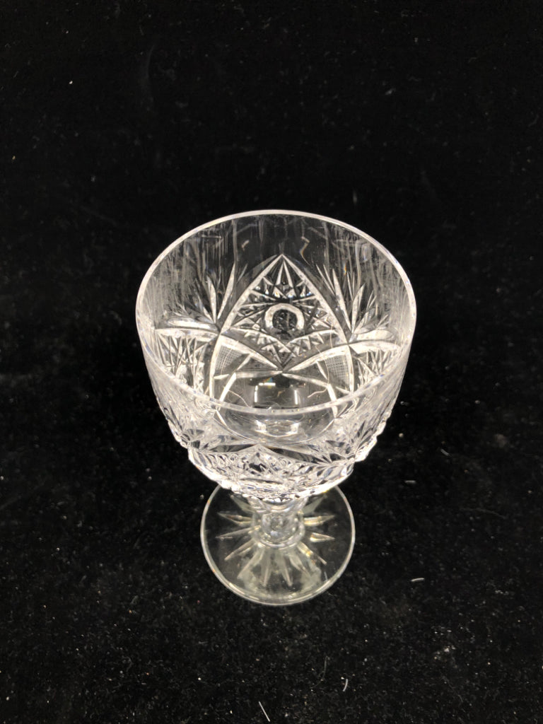 6 CUT GLASS WINE GLASSES.