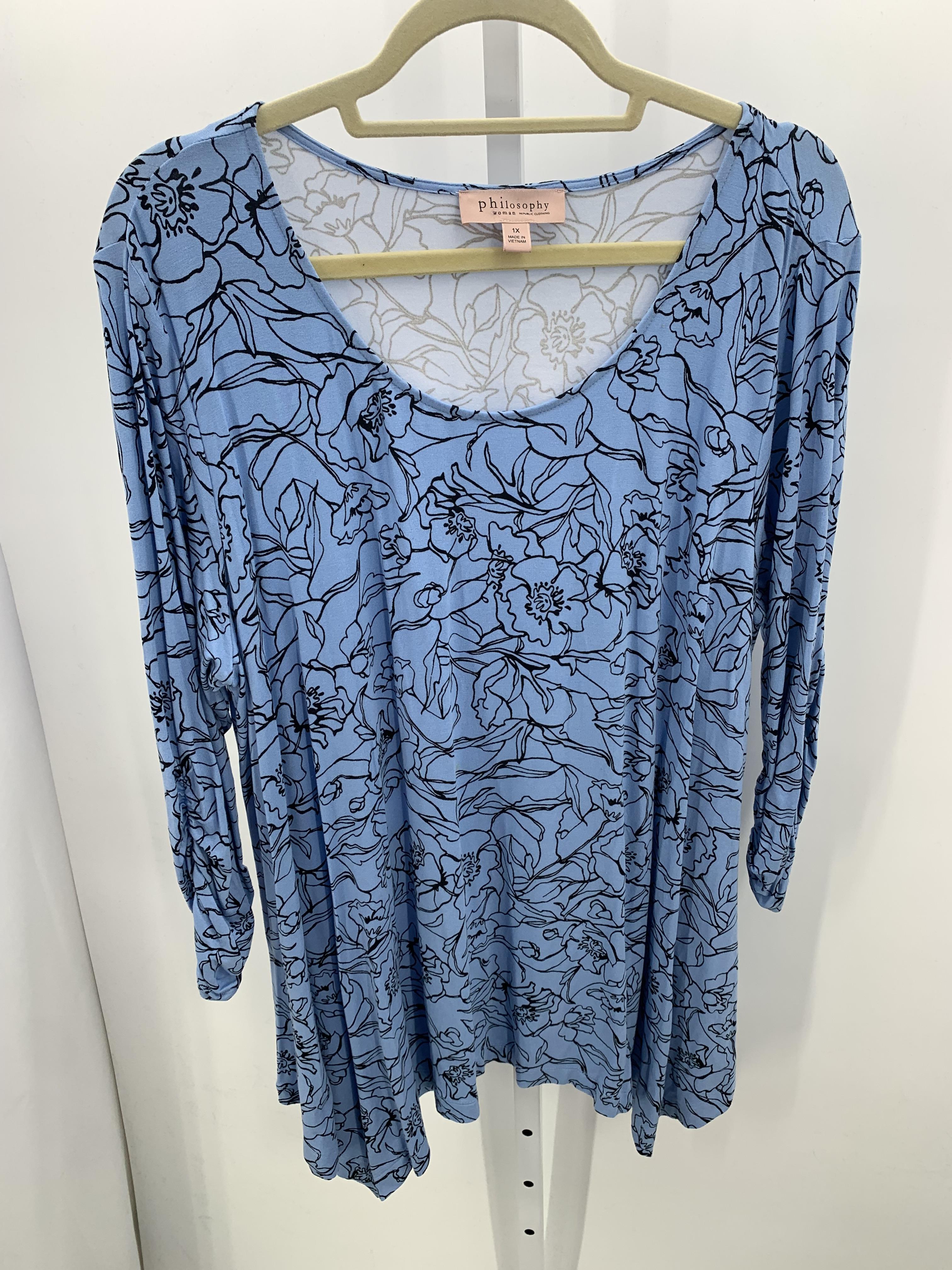 philosophy Size 1X Womens 3/4 Sleeve Shirt