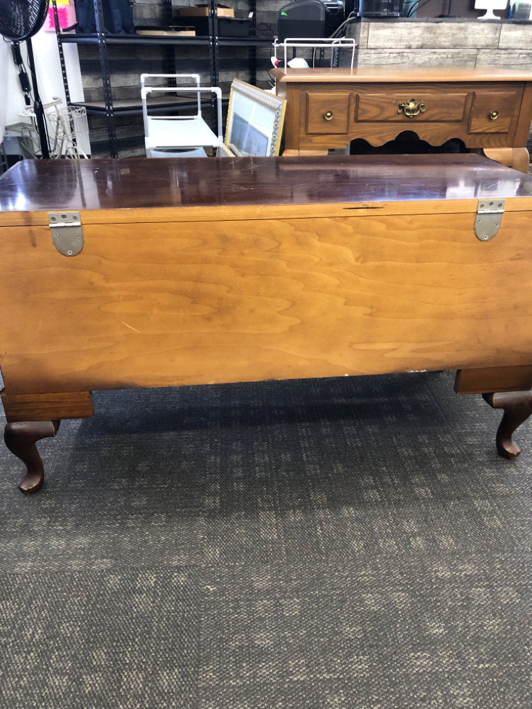 LANE DARK WOOD CHEST WITH SLOW CLOSE HINGE (NO LOCK) *MINOR SCRATCHING.