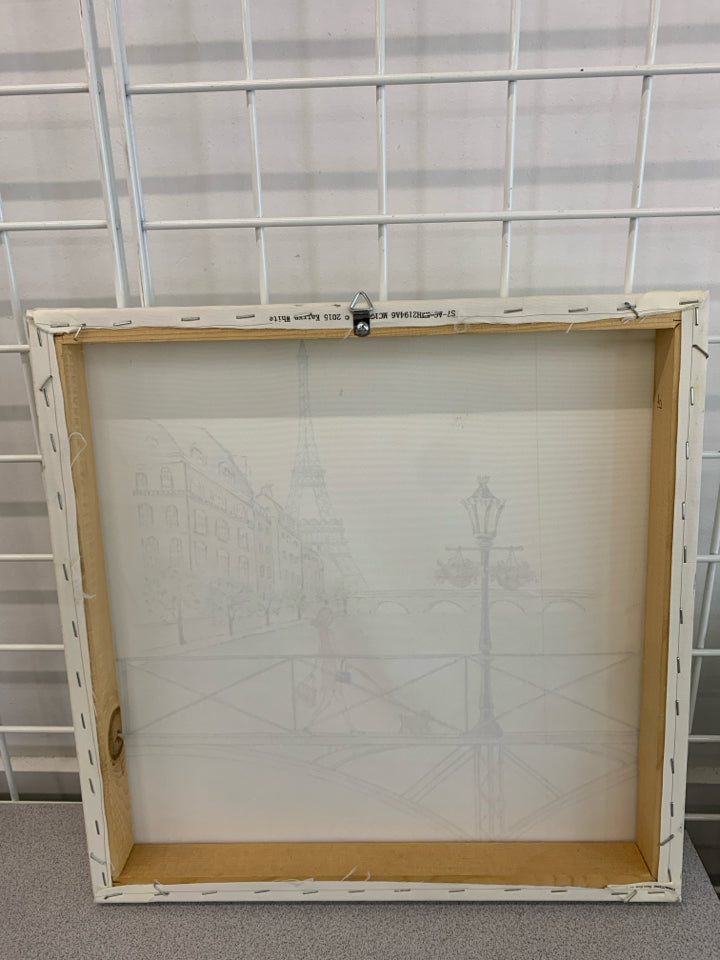 PARIS RIVER SCENE PAINTED CANVAS.
