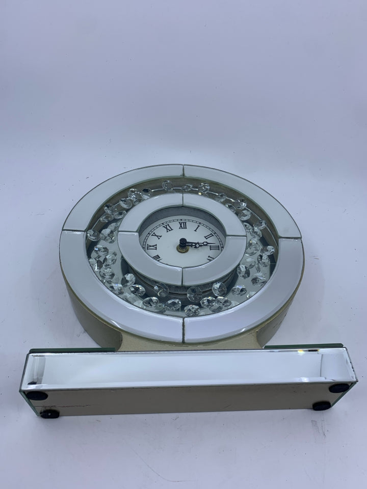 MIRRORED W/ JEWELS CLOCK.