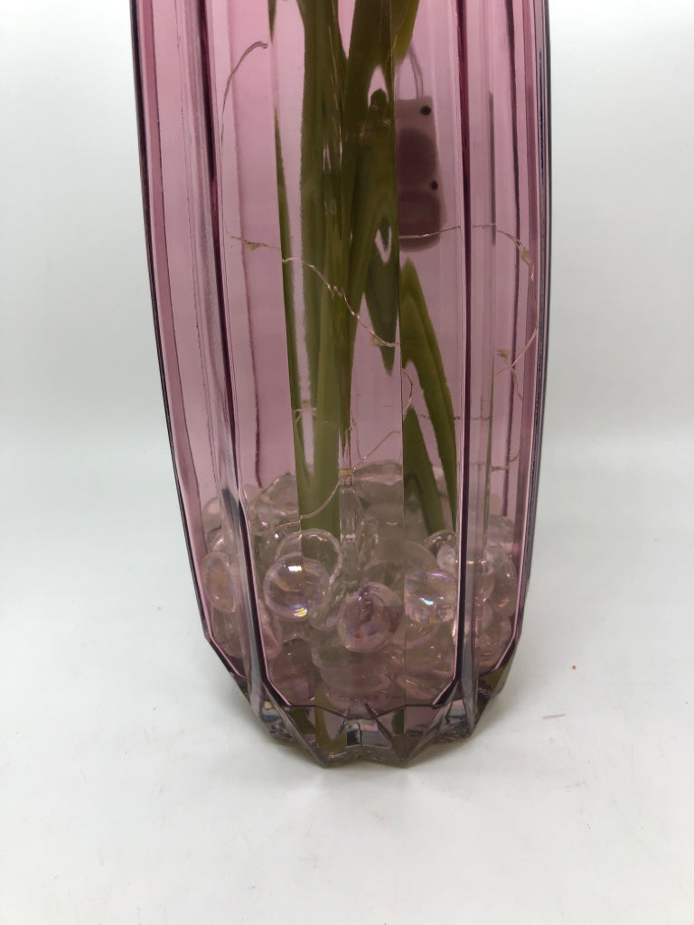 PURPLE HYDRANGEAS W/ PURPLE LIGHT UP VASE