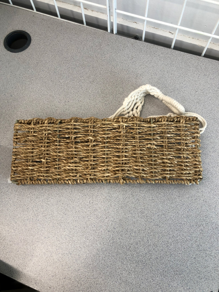 MACRAME HANGING SHELF W WOVEN BOTTOM.