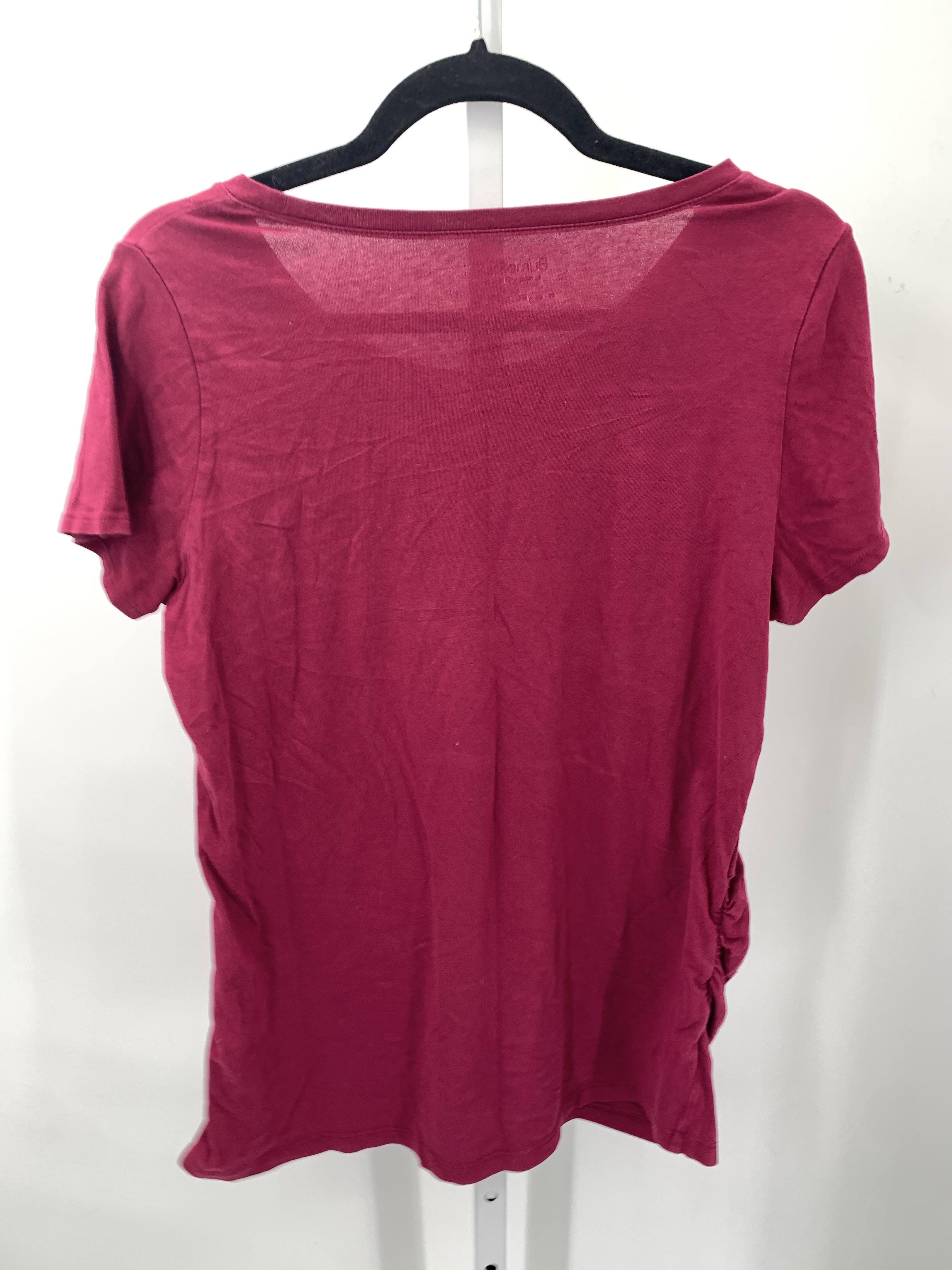 Purple Size Large Maternity Short Sleeve Shirt