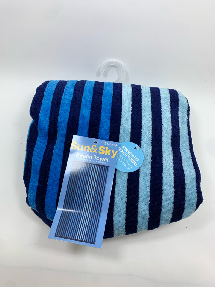 NWT BLUE STRIPE BEACH TOWEL.