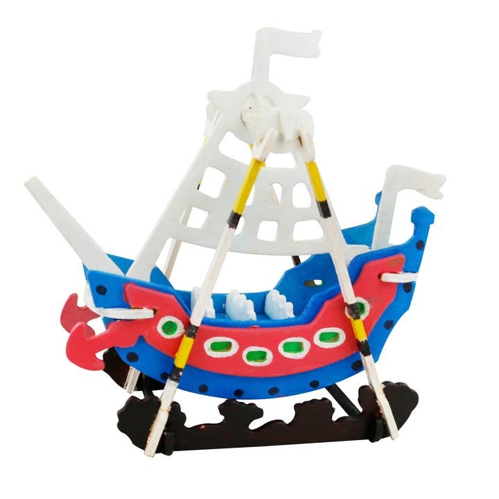 3D Wooden Puzzle With Paint: Swing Boat. 23 Pieces