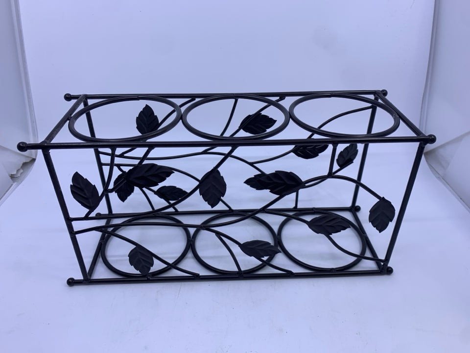 SMALL 3 SECTION LEAF PATTERN WINE RACK.