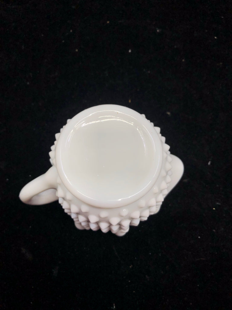 VTG MILK GLASS HOBNAIL CREAMER.