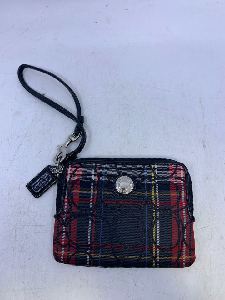 Coach Poppy Tartan Plaid Wristlet