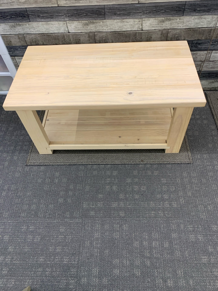 WHITE WASHED BLONDE COFFEE TABLE.