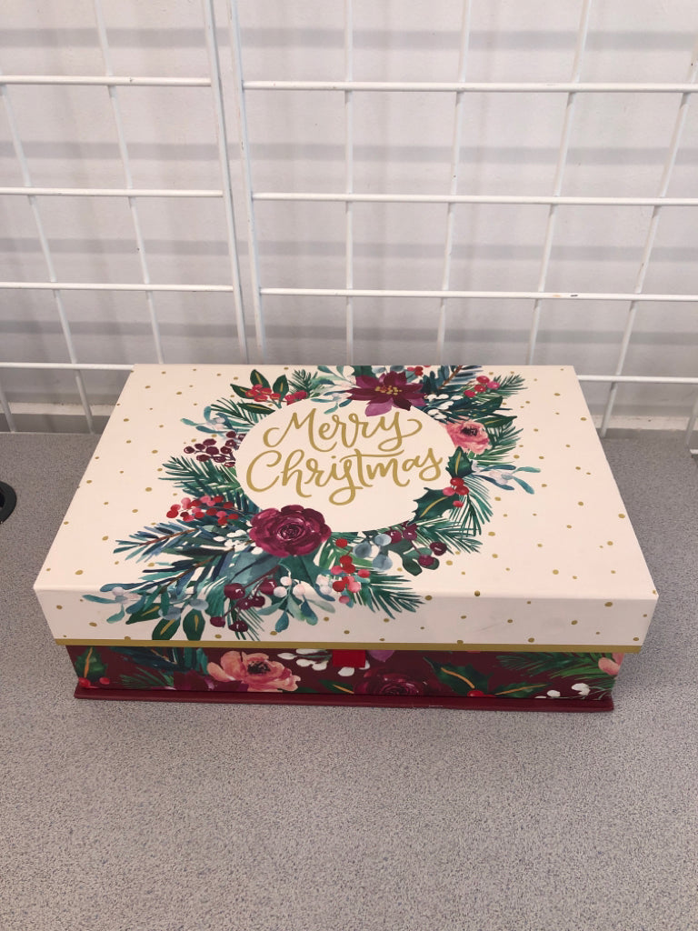 MERRY CHRISTMAS FLORAL CARDBOARD STORAGE BOX.