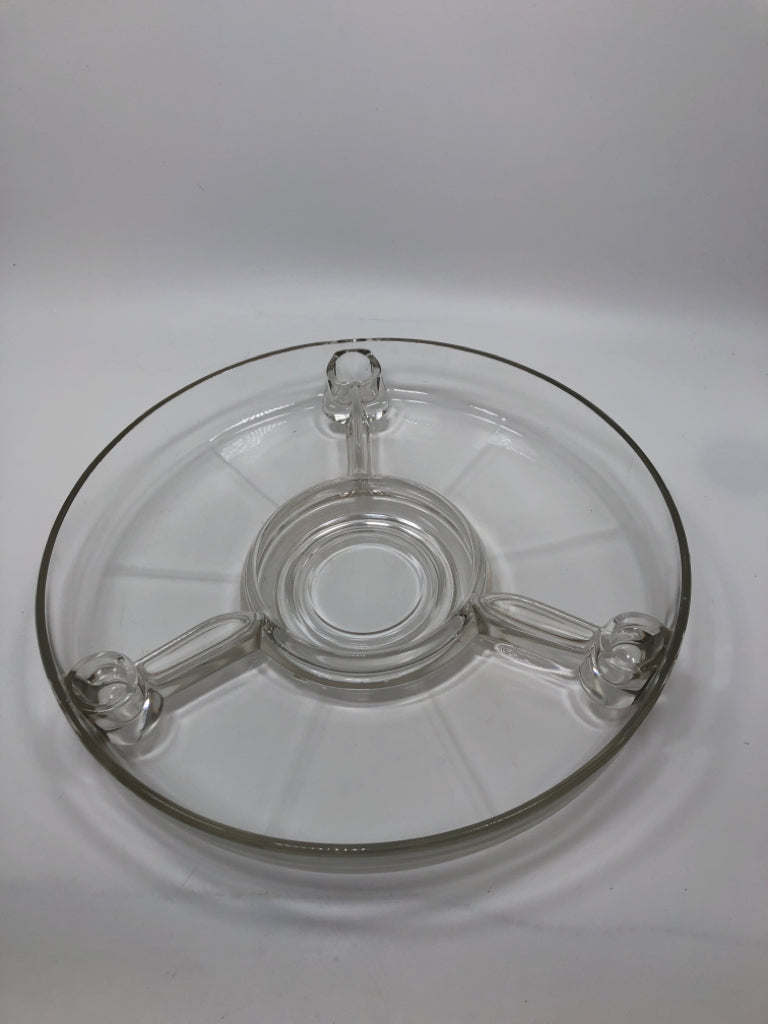 VTG STYLE DIVIDED GLASS SERVING TRAY.