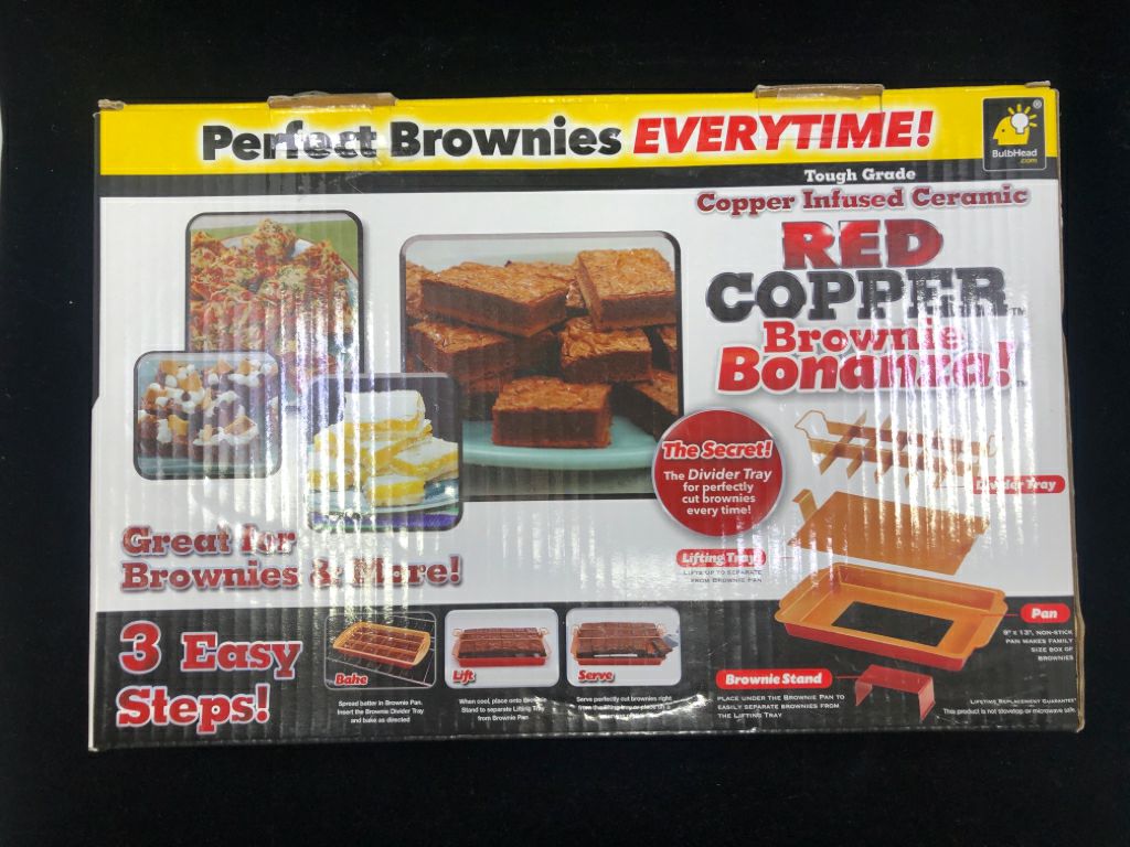 NIB RED COPPER BROWNIE PAN.