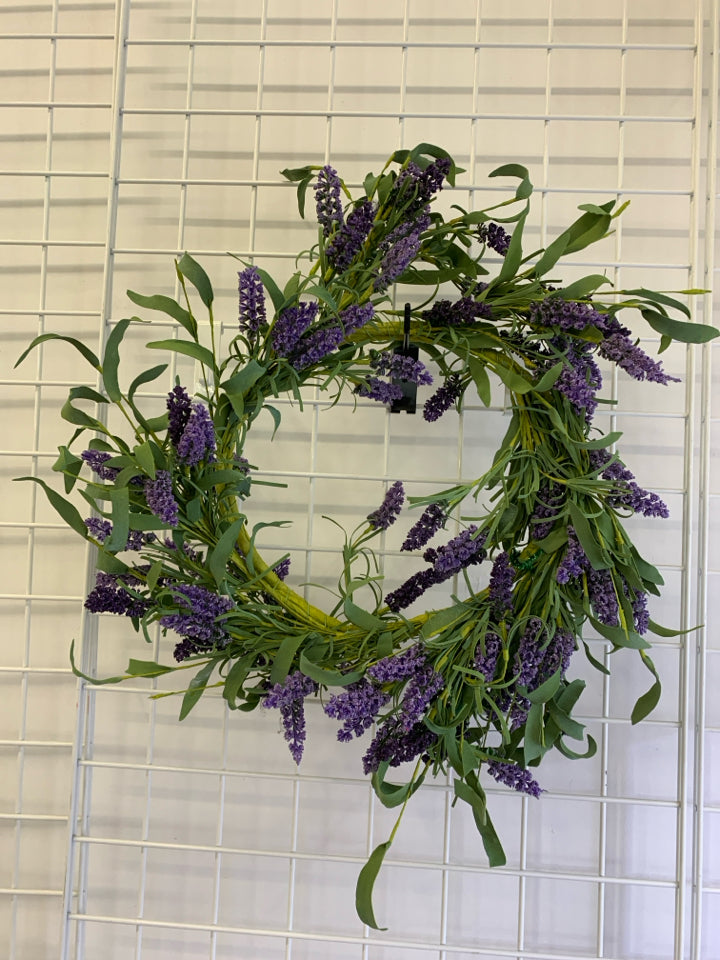FAUX LAVENDER WREATH.