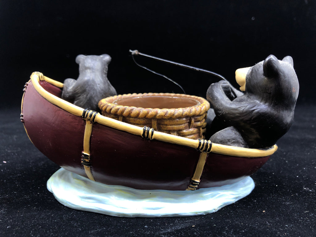 YANKEE CANDLE BLACK BEARS FISH TEALIGHT HOLDER.