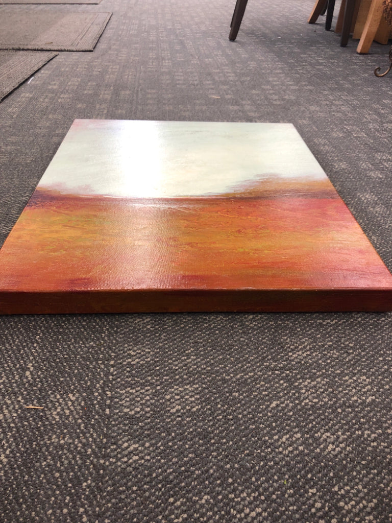 ABSTRACT RED/TAN LANDSCAPE CANVAS WALL ART.