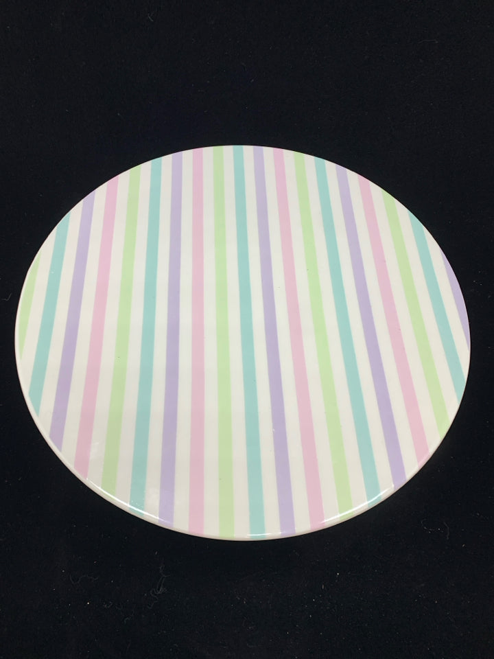 PASTEL STRIPE CERAMIC CAKE STAND.