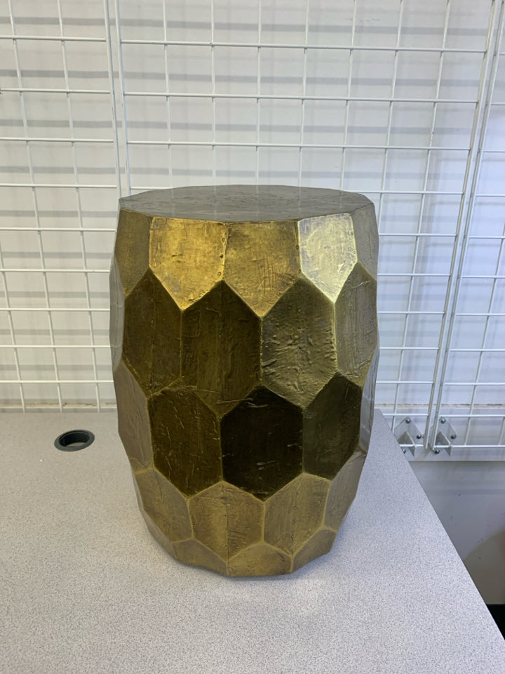 GOLD HEXAGONAL END TABLE.