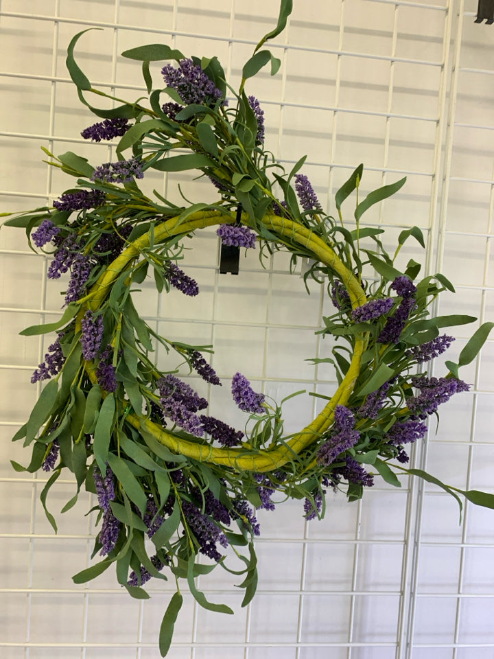 FAUX LAVENDER WREATH.