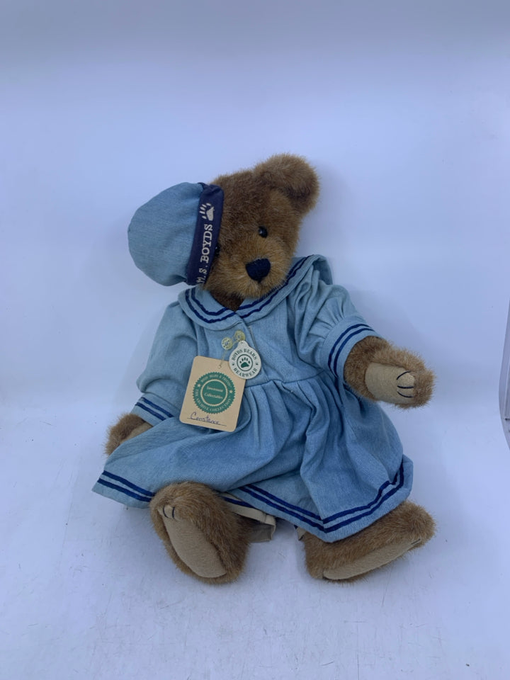BROWN BEAR W/ BLUE SAILOR DRESS BOYDS BEAR.