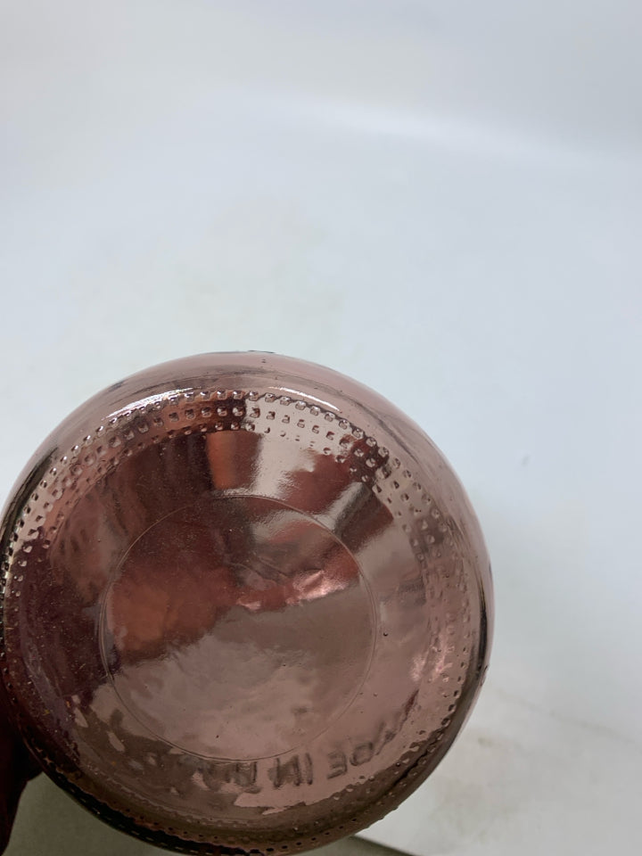 PURPLE TINTED BALL MASON JAR VASE.
