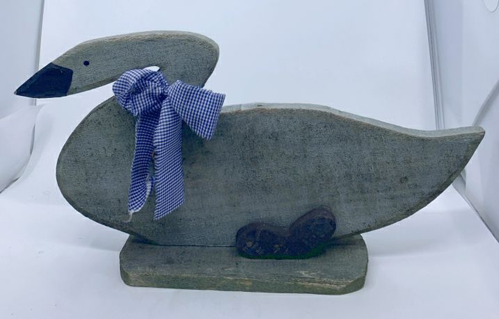 PRIMITIVE GOOSE W BLUE BOW.