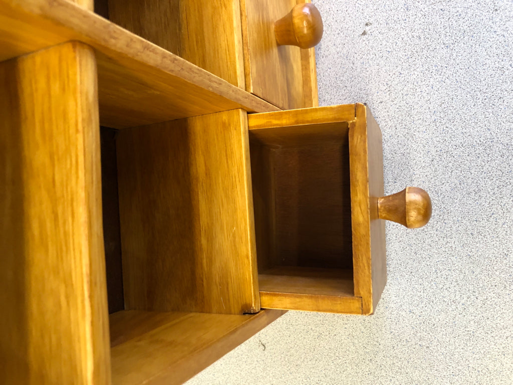 LIGHT WOOD SHELF, WALL DECOR.
