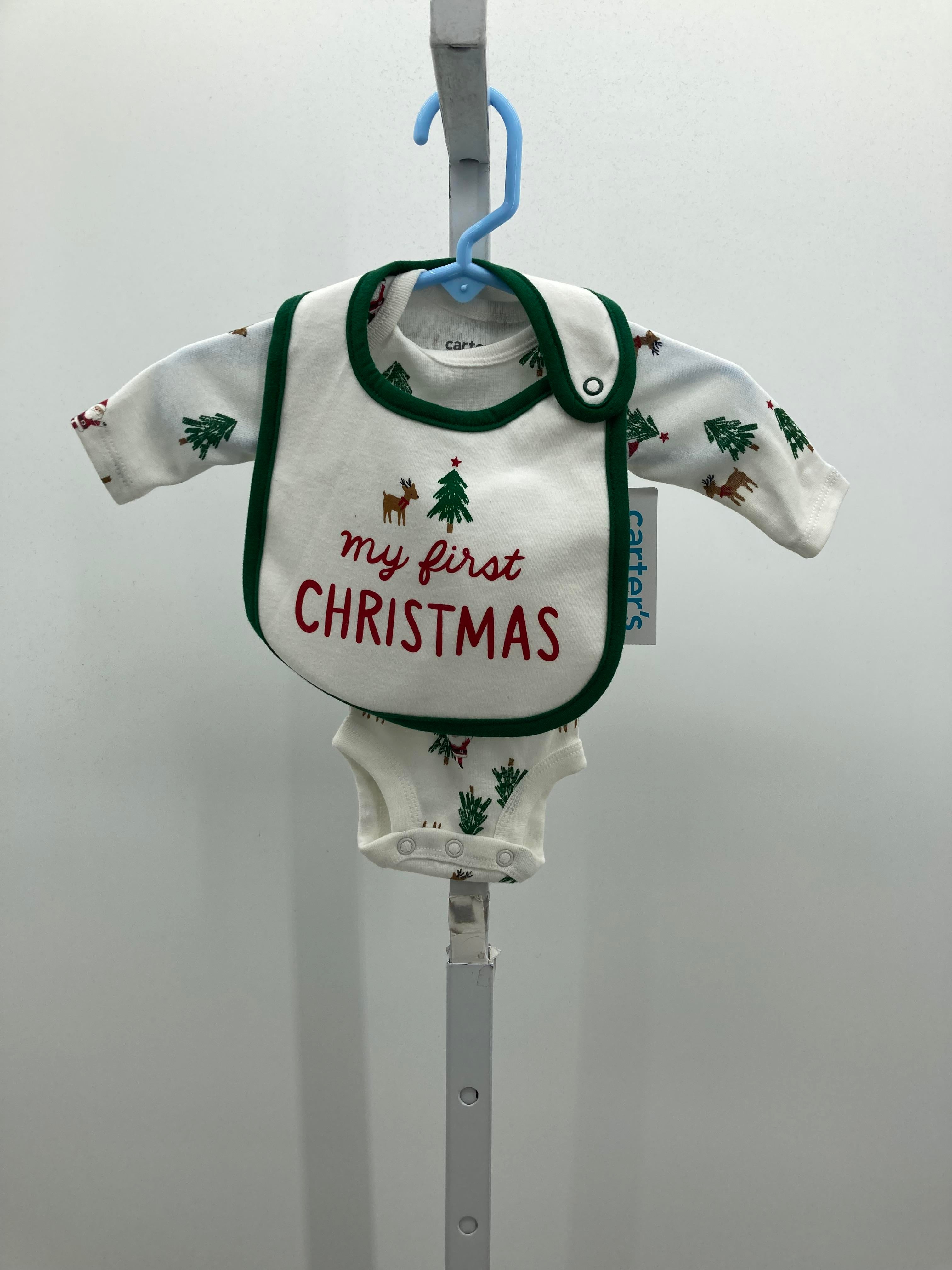 NEW LONG SLV SHIRT MY FIRST XMAS WITH BIB