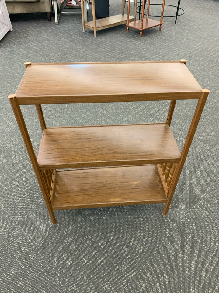 3 TIER WOOD GRAIN METAL SHELF.