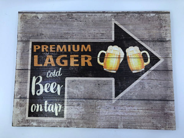 "PREMIUM LAGER" ARROW SIGN WALL HANGING.