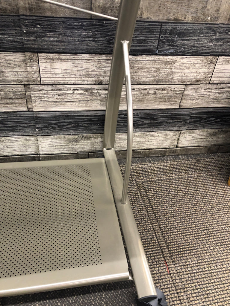 GLASS TOP ROLLING DESK.