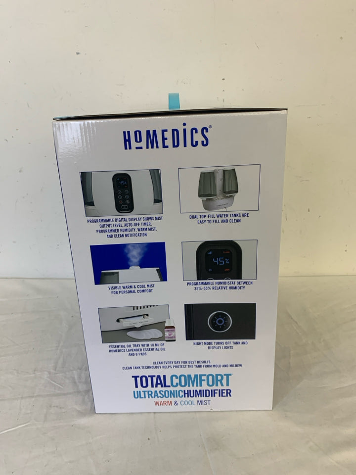 NIB HOMEDICS TOTAL COMFORT ULTRASONIC HUMIDIFIER WARM/COOL MIST.