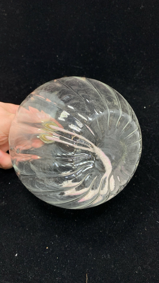 MED RIBBED GLASS OIL LANTERN BALL.