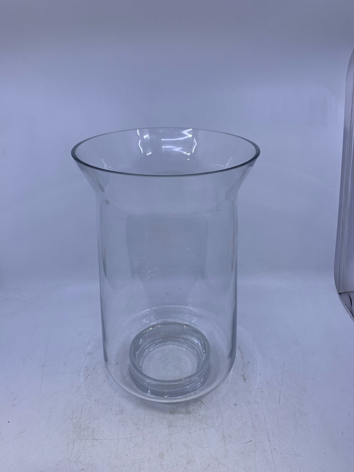 TALL GLASS CANDLE HURRICANE HOLDER.